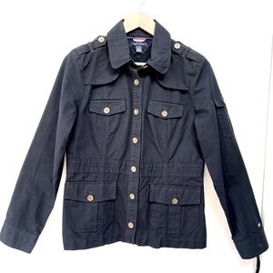 Tommy Hilfiger Black Denim Cargo Jacket, Women's M